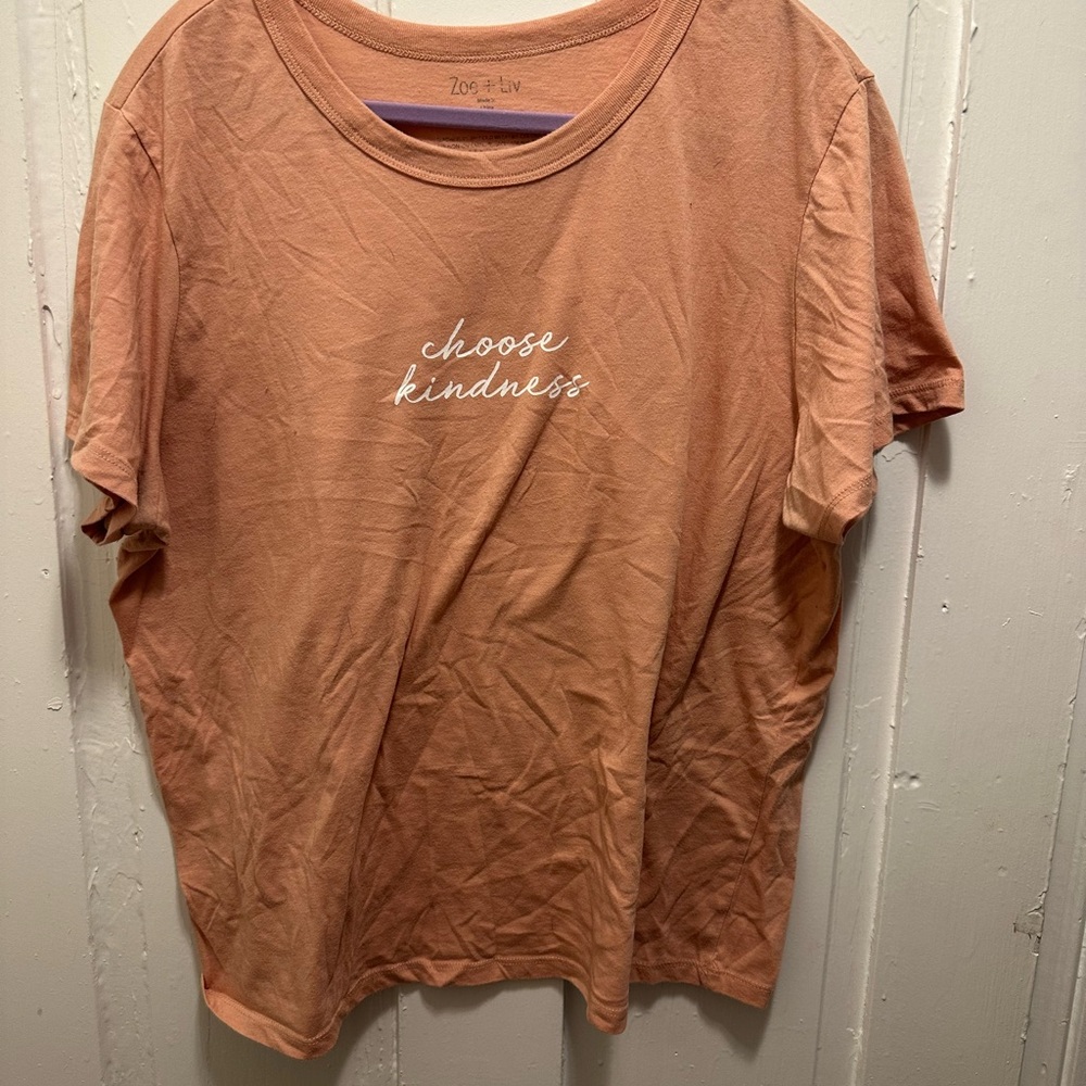 Zoe + Liv Pink Short Sleeve Tee Casual Cotton Blend